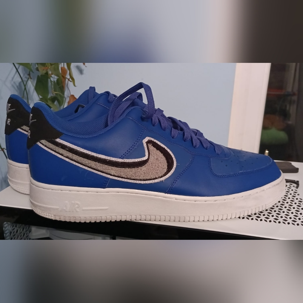 Blue Chenille Nike Air Force sneakers